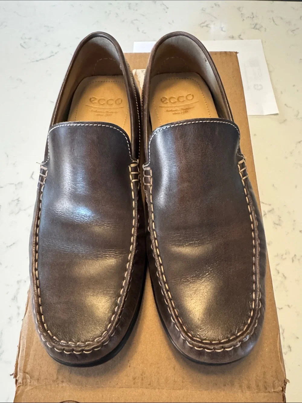 Ecco Men’s Dark Brown Leather Slip-On Loafers size 44